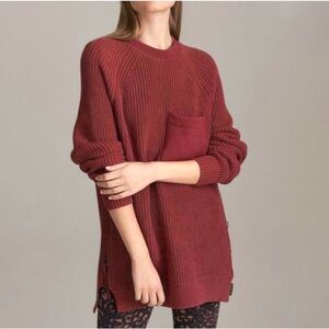Varley Ribbed Crewneck Sweater in Brick